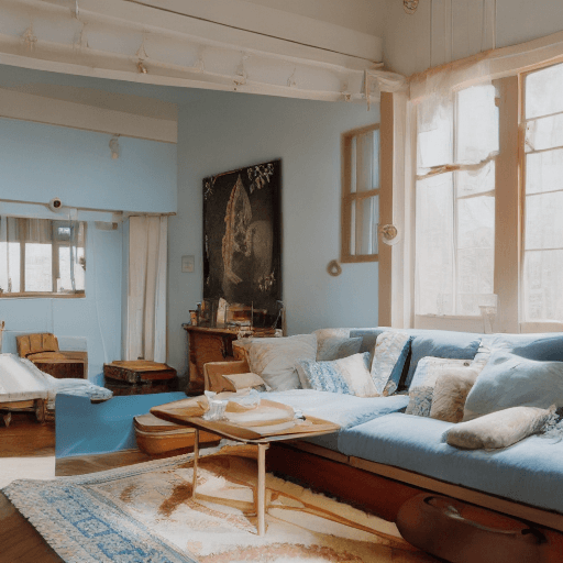 AI generated: High resolution photography interior design, dreamy sunken living room conversation pit, wooden floo...