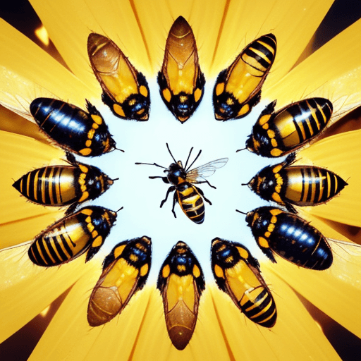 AI generated: Photograph of a battle between bees and wasps; bees stand out for their immense strength, fearlessne...