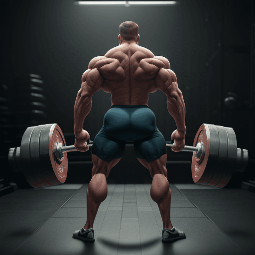 AI generated: A very muscular body-building man doing Conventional Deadlift, clearly showing bending and lifting w...