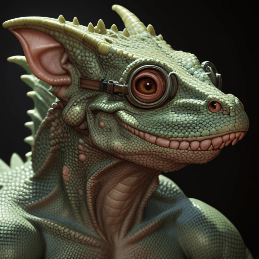 AI generated: Realistic, hd, detailed, kobold lizard man, goggles, with face mask, medival, fantasy