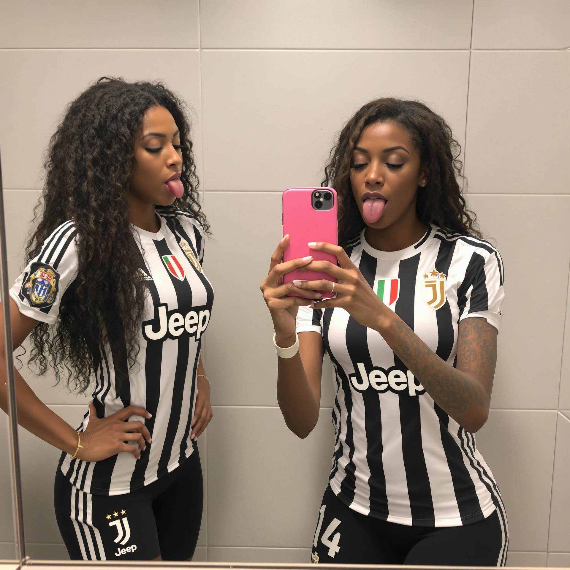 AI generated: Two beautiful Italian girls. One, a white girl with long curly brunette hair. The other one, a black...