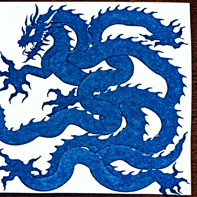 AI generated: cyanotype, defeat the dragon

 

