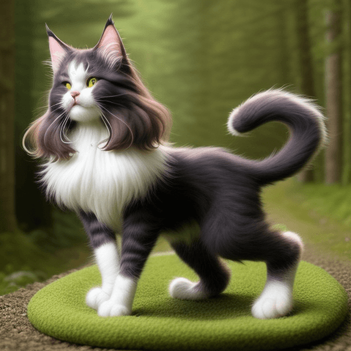 AI generated: Eine süße Katze spielt mit einem Garn wolle auf einem Teppich, Norwegian Forest Cat --no ugly, defor...