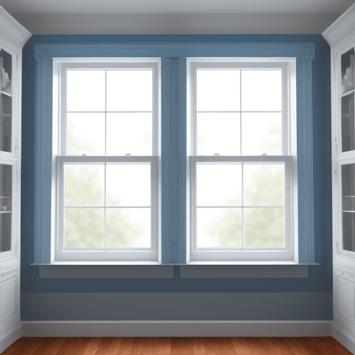 AI generated: window pivoted in the middle with blue and white theme