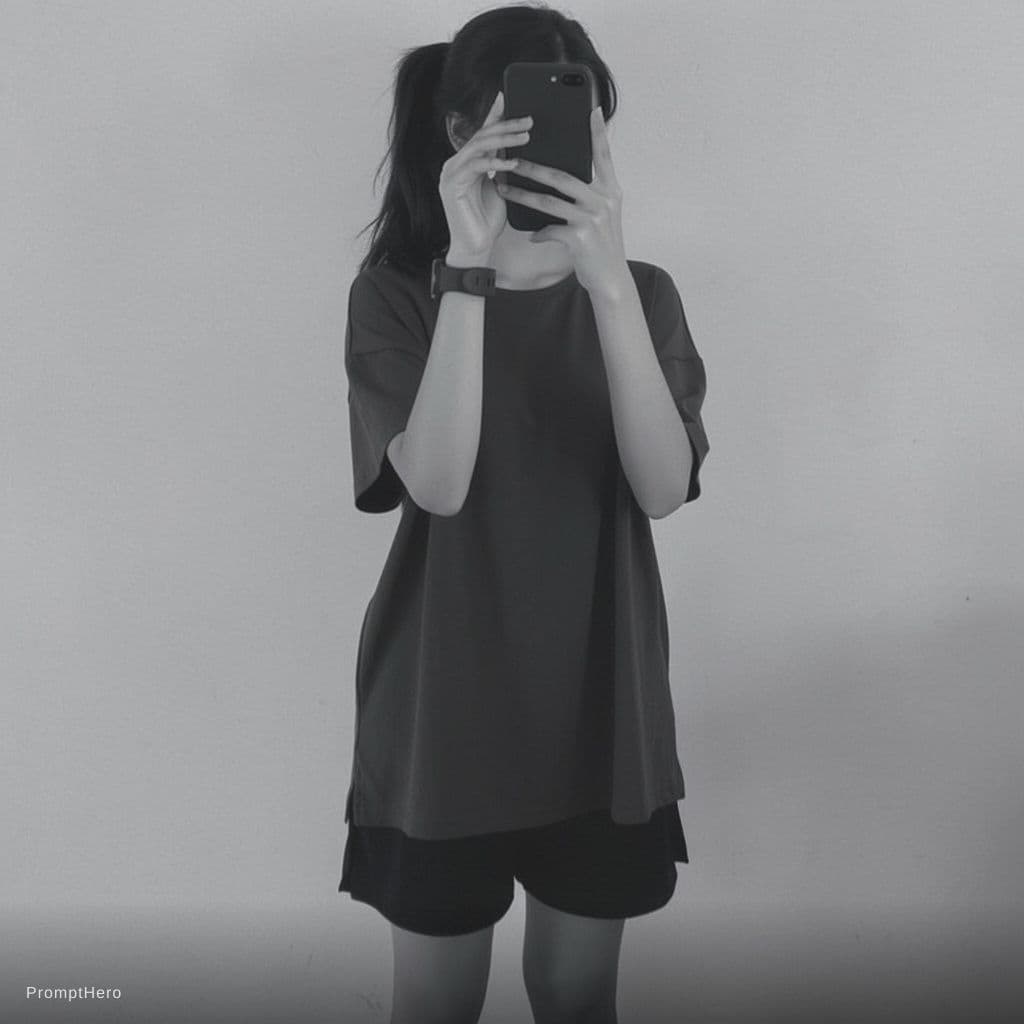 AI generated: wearing shorts and short top standing in front of wall 15 years girl