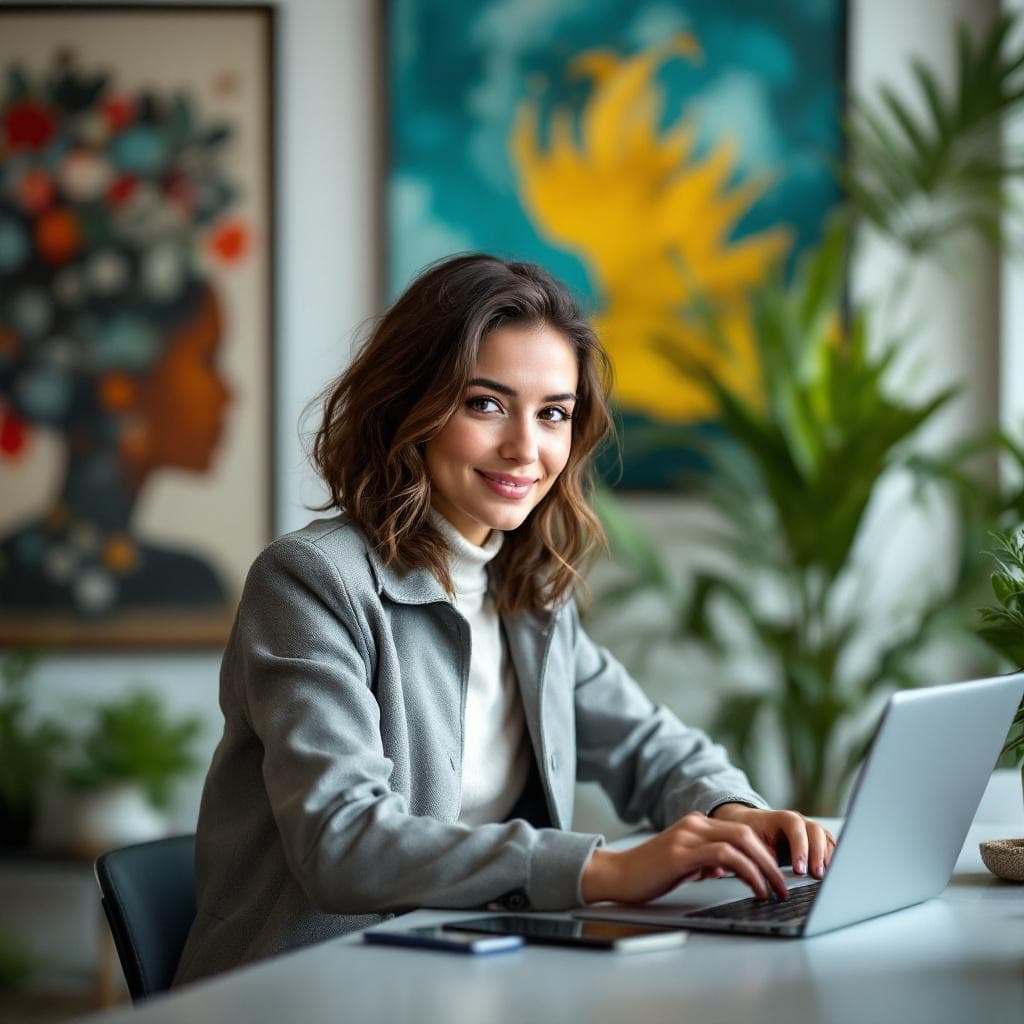 AI generated: A young female mechanical engineer, aged between 30 and 40 with a deep passion for transitioning int...