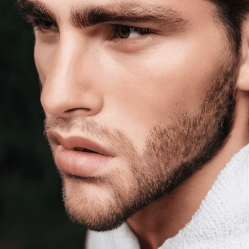 AI generated: beautiful man that has an oval face. A strong jawline that ends with a pointed chin. Has a Roman nos...