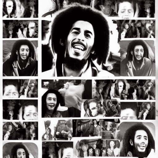 AI generated: hyper realistic Bobmarley collage