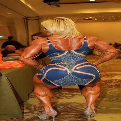 AI generated video: keep the exact same face like the image, she is a Huge female bodybuilder take steroid, massive musc...
