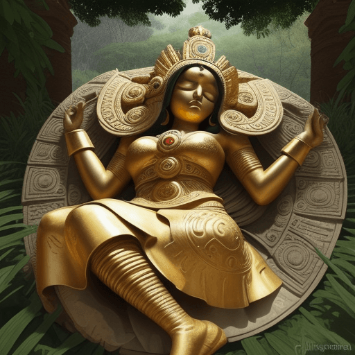AI generated: princesa azteca hermosa durmiendo de espalda recostada sobre la tierra