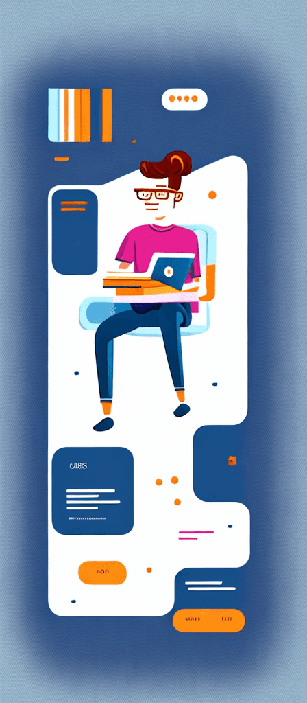 AI generated: Minimalist UI illustration of student studying in a flat illustration style on a white background wi...