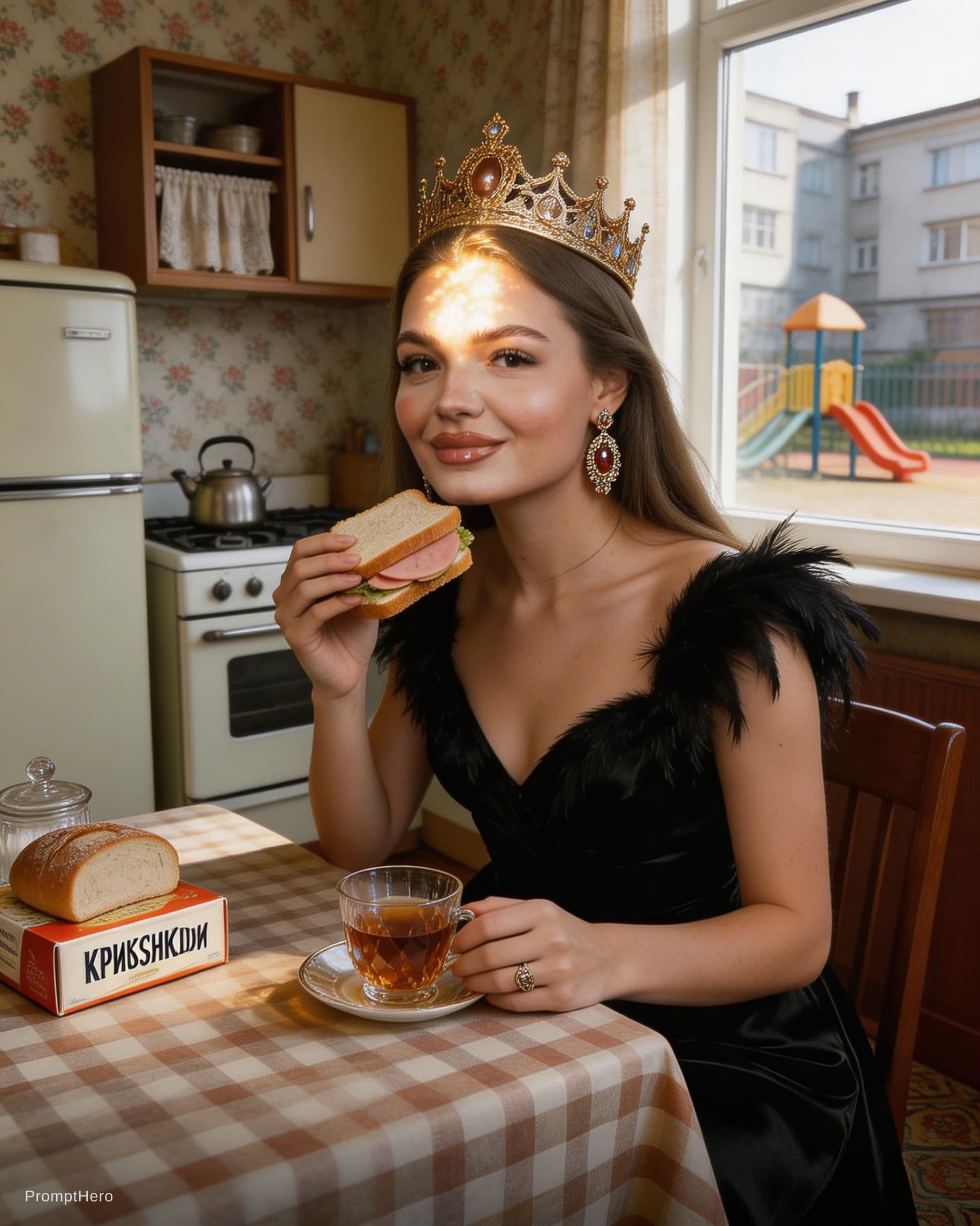 AI generated: размер 3:4 . Вспышка в лоб, эффект папарации и подглядывания . Фотореализм, текстура кожи видна . Бе...