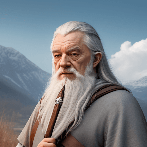 AI generated: Vytvor mi obal na knihu pán prsteňov návrat kráľa. Kde je Gandalf ako hrdina. 