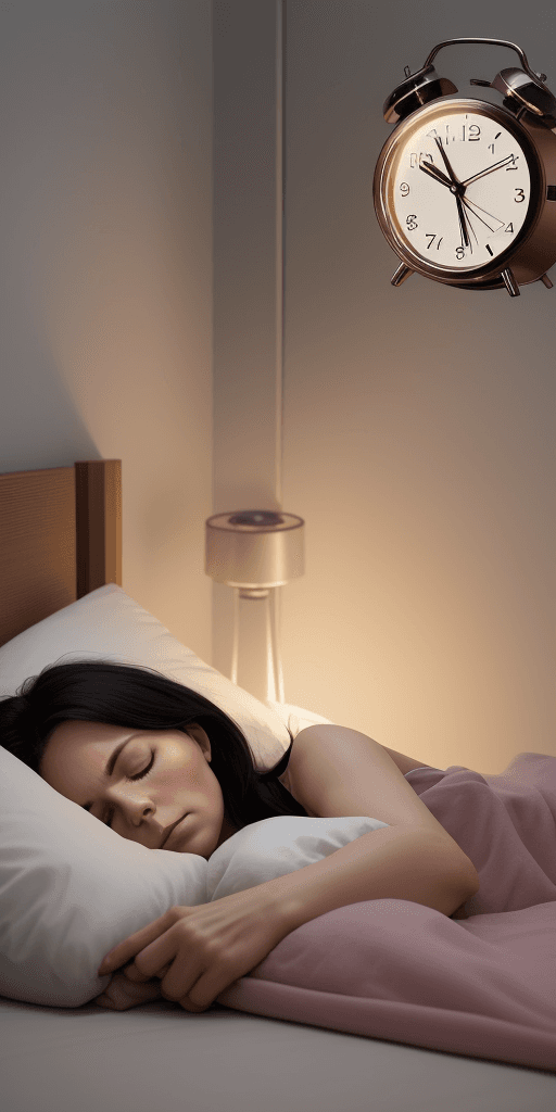 AI generated: ""A woman of about 30 years old, with a medium build, is lying on her side on the night bed, sleepin...