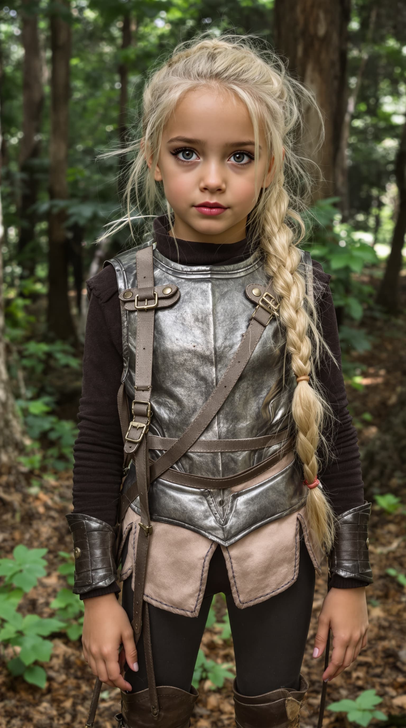AI generated: A professional photograph captures the most beautiful seven-year-old girl in the world, rendered wit...