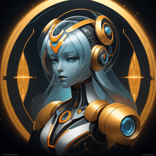 AI generated: scifi fantasy illustration beautiful robot, in the style of pokemon hyper-detailed portraits, dark w...