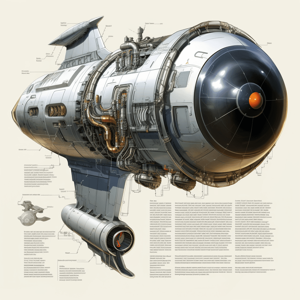 AI generated: sketches, blueprint of futuristic sci fi, Dilithium energy recovery chamber with energy recovery mod...
