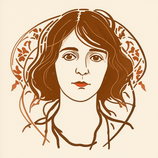 AI generated: Portrait of a Spanish writer Carmen Laforet, in the style of video montages, nature-inspired art nou...