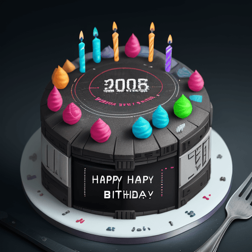 AI generated: Birthday Cake related to Data Science but its Cyberpunk dystopia