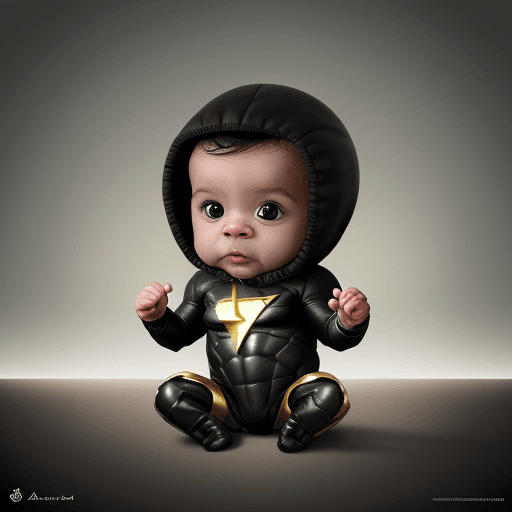 AI generated: Cute and adorable black adam baby, fantasy, dreamlike, surrealism, super cute, trending on artstatio...