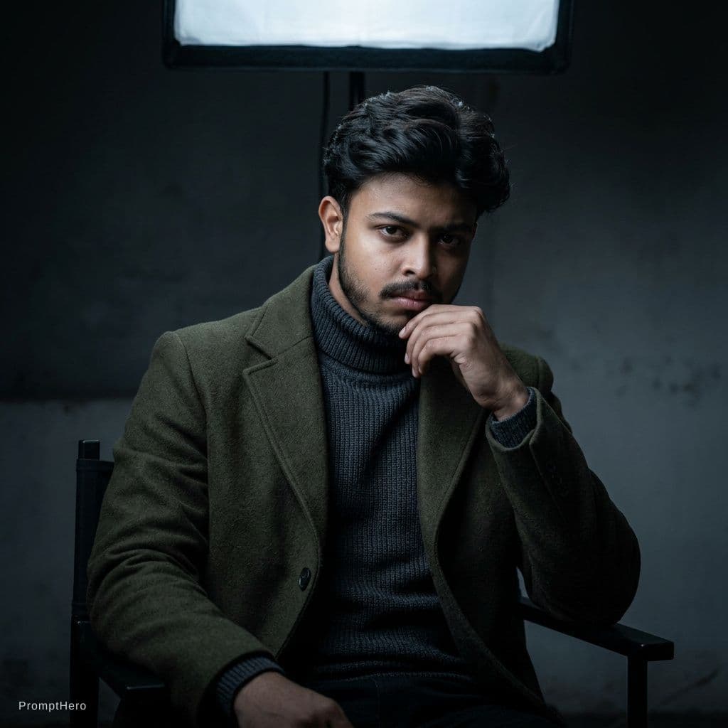 AI generated: high-end portrait photography, editorial studio photography, cinematic color grading, vertical compo...