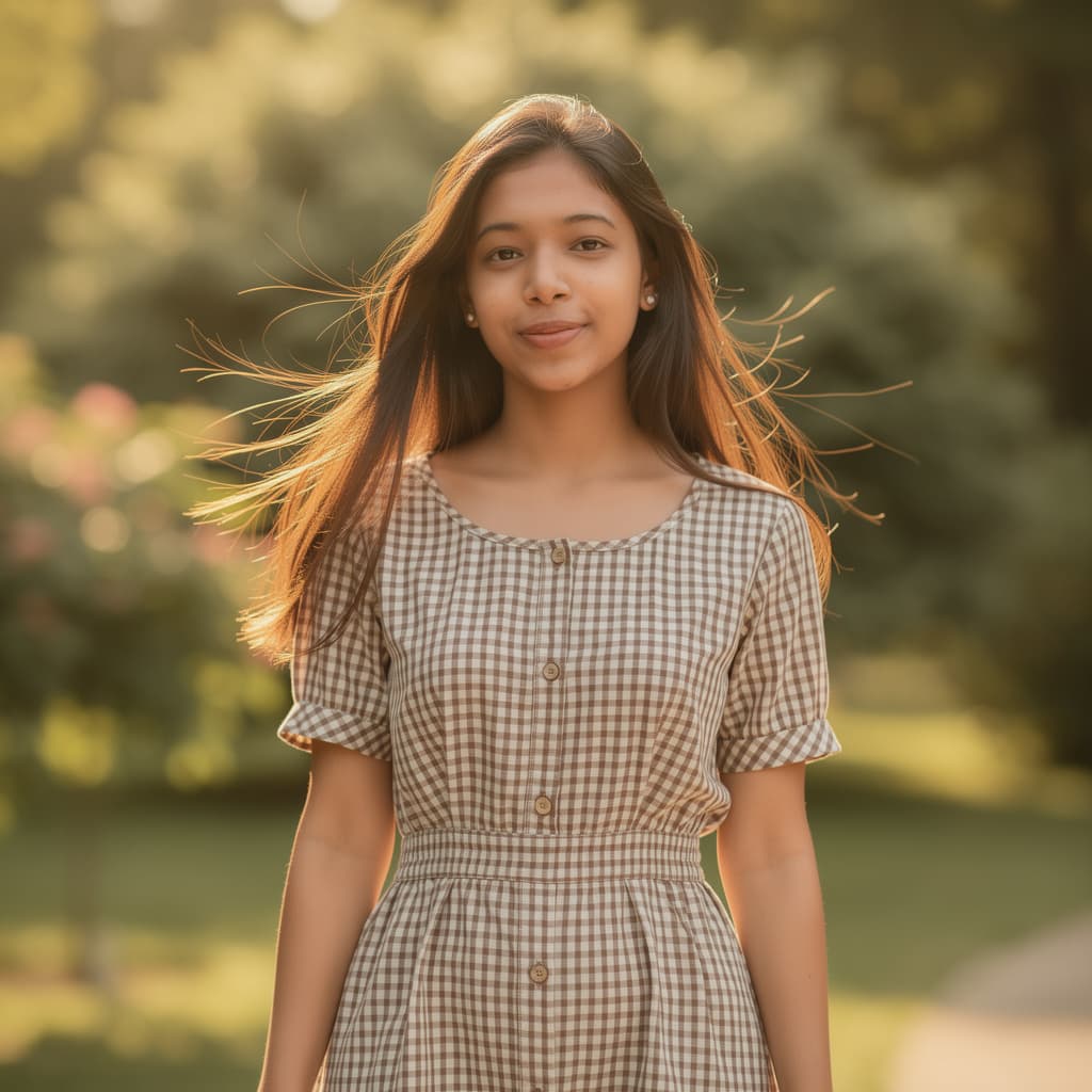 AI generated: Create a high-resolution, photorealistic portrait of a woman standing outdoors on what appears to be...