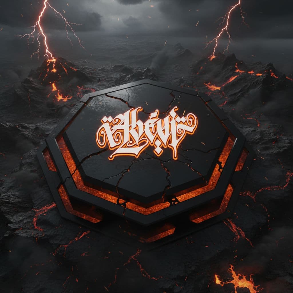 AI generated: PUT THIS LOGO IN THE MIDDLE ON A 3D HIGH QUALITY BLACK ORANGE OCTAGON RENDERING,  EPIC ATMOSPHERE, B...