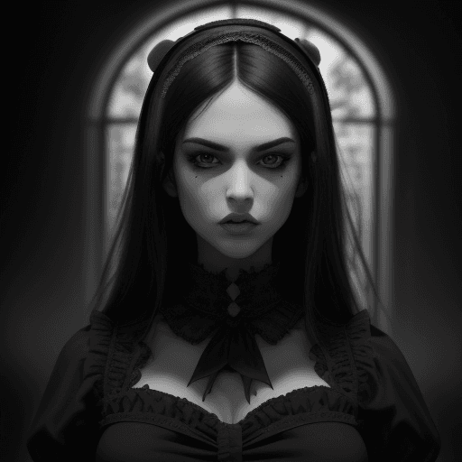 AI generated: (masterpiece, awarded, highest quality: 1. 2), solo, black and white image masterpiece, gothic, sexy...