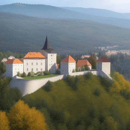 AI generated: mesto ktoré je vo vesmíre, budovy svietia každá inak, mesto stráži veľký žltočervený drak, 