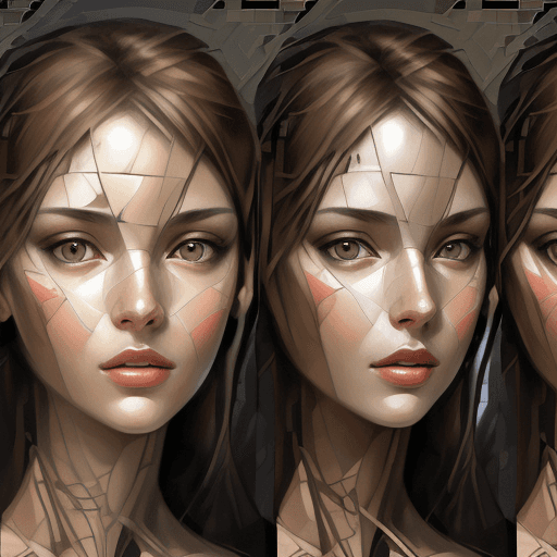 AI generated: a collage of women's faces in mosaic, in the style of andrew atroshenko, peter gric --ar 73:109 --st...