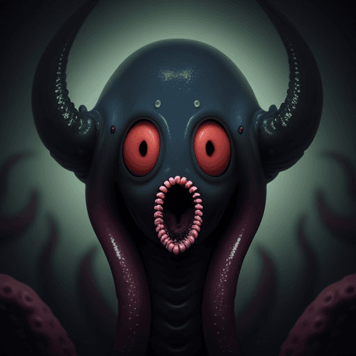 AI generated:  high quality foto of a scary alien, with one hole instead of eyes, as mouth tentacles, long tentacl...
