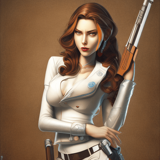 AI generated: an image of an animation character holding a gun, in the style of womancore, comic art, realistic oi...