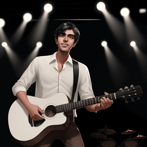 AI generated: caricature style a light brown man, with black hair, aged 25 years old with open eyes and a closed m...