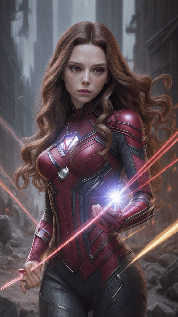 AI generated: (16k, best quality, master:1.2) HDR, Marvel Entertainment Art by, Scarlet Witch (AKA Wanda Django Ma...