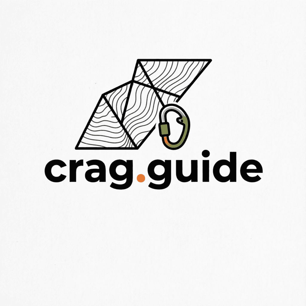 AI generated: Design a clean, modern logo for a climbing guide company called "crag.guide". 
Style: minimalist, ge...