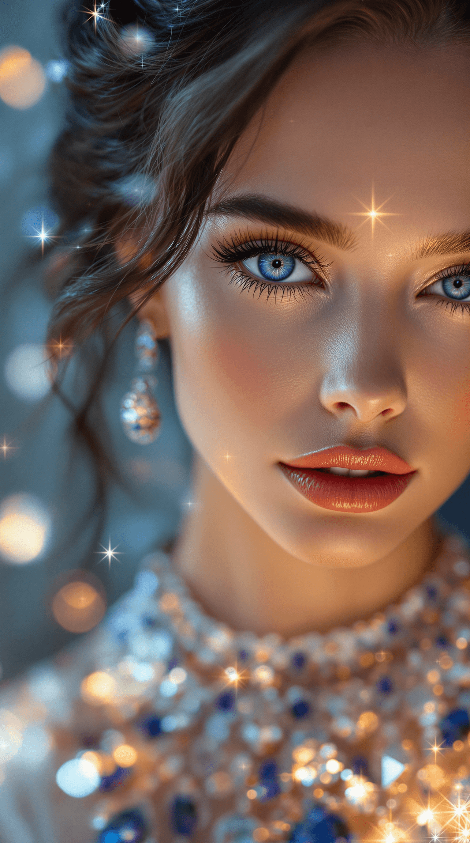 AI generated: A woman with striking blue eyes.