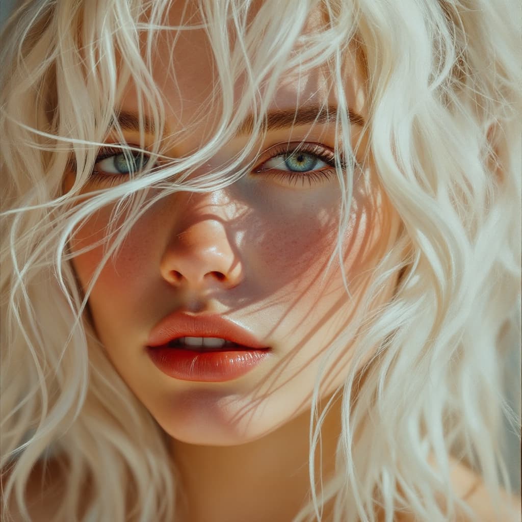 AI generated: a painting of a woman with whit hair, featured on artgerm, vogue journal cover, bill lowe gallery, s...