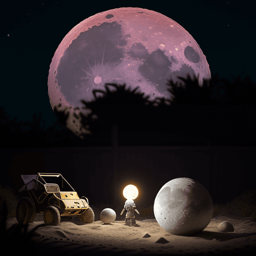 AI generated: A moon-exploration fantasy with  moon-base in a realistic depiction of the surface of the moon, with...