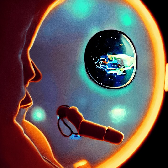 AI generated: portrait of an astronaut, bioluminescent details, intricate works of art, cinematic, hyperrealism, h...