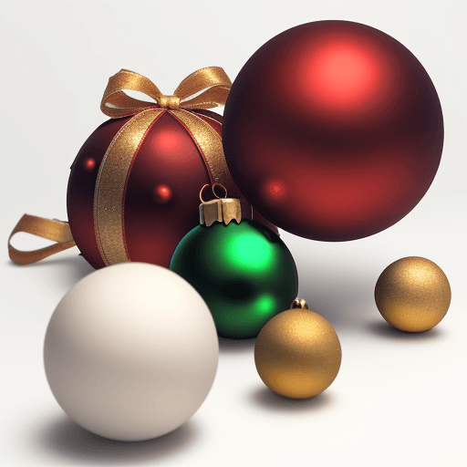 AI generated: Christmas banch and many different balls on white background,
