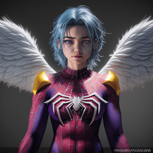 AI generated: angelic spiderman warrior::4 hyper-realistic ::5 detailed character expressions :: 3 Ultra-detailed ...
