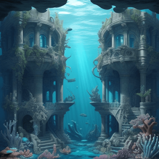 AI generated: Underwater world Atlantis, deep sea, epic reality, (hdr: 1.4), dappled sunlight, cool colors, ancien...
