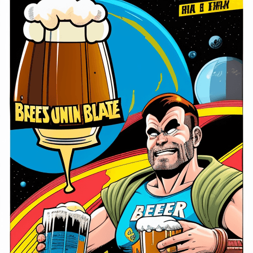 AI generated: Beer planet comic style
