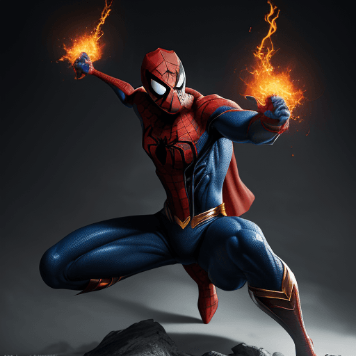 AI generated: Spiderman but superman, one piece character, symmetric body, wielding a trishula, full body, extreme...