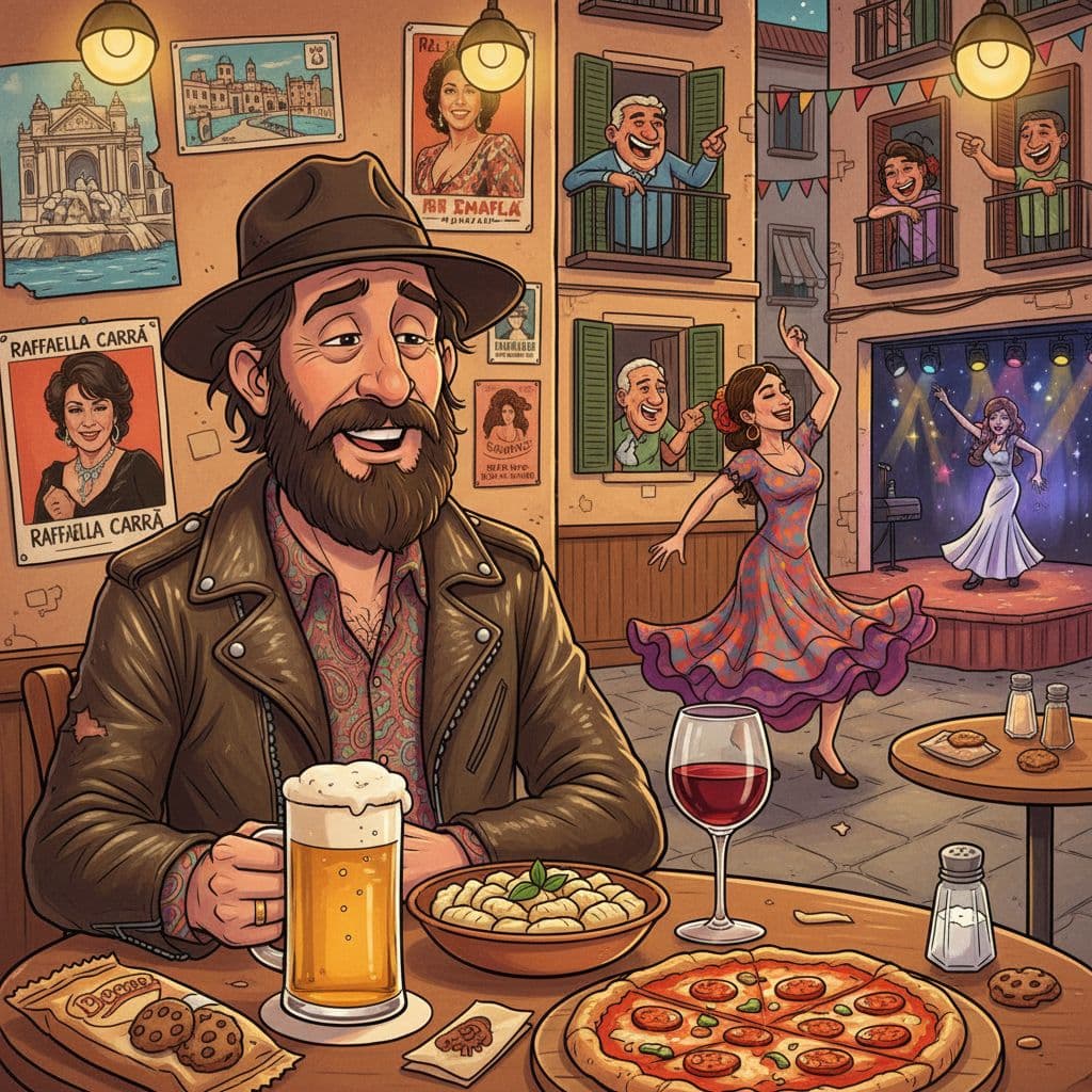 AI generated: Hombre andaluz alternativo, estilo blusero, sentado en un bar de la Alameda, Sevilla, con expresión ...