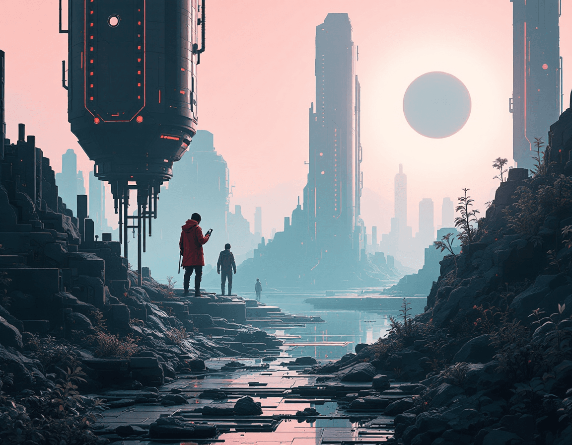 AI generated: A random strange image of a futuristic scenario in the style of Futuristic Grid Aesthetics