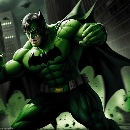 AI generated: Green batman hulk fight with superman  ,4 k, ultra hd