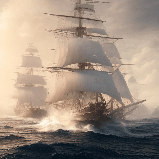 AI generated: Photo of a ultra realistic sailing ship, dramatic light, pale sunrise, cinematic lighting, battered,...