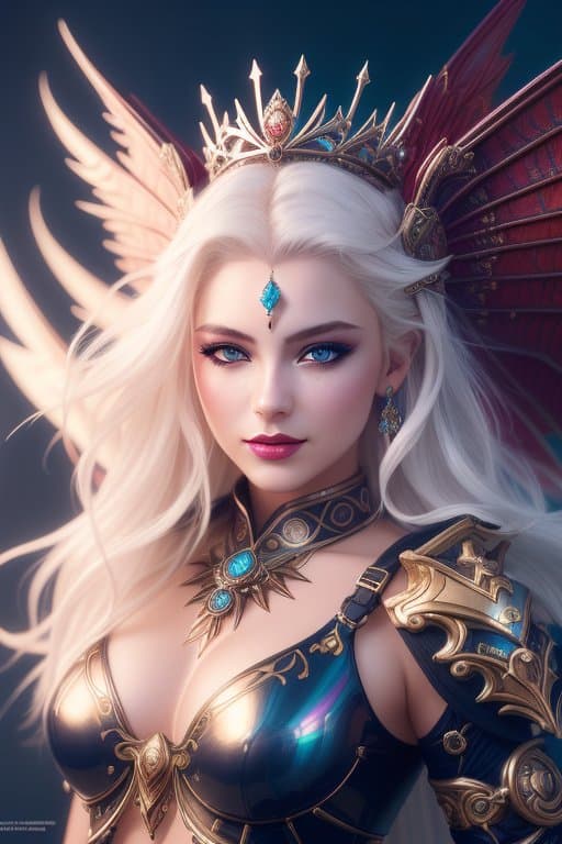 AI generated: very complex hyper-maximalist overdetailed cinematic tribal fantasy closeup macro portrait of a heav...