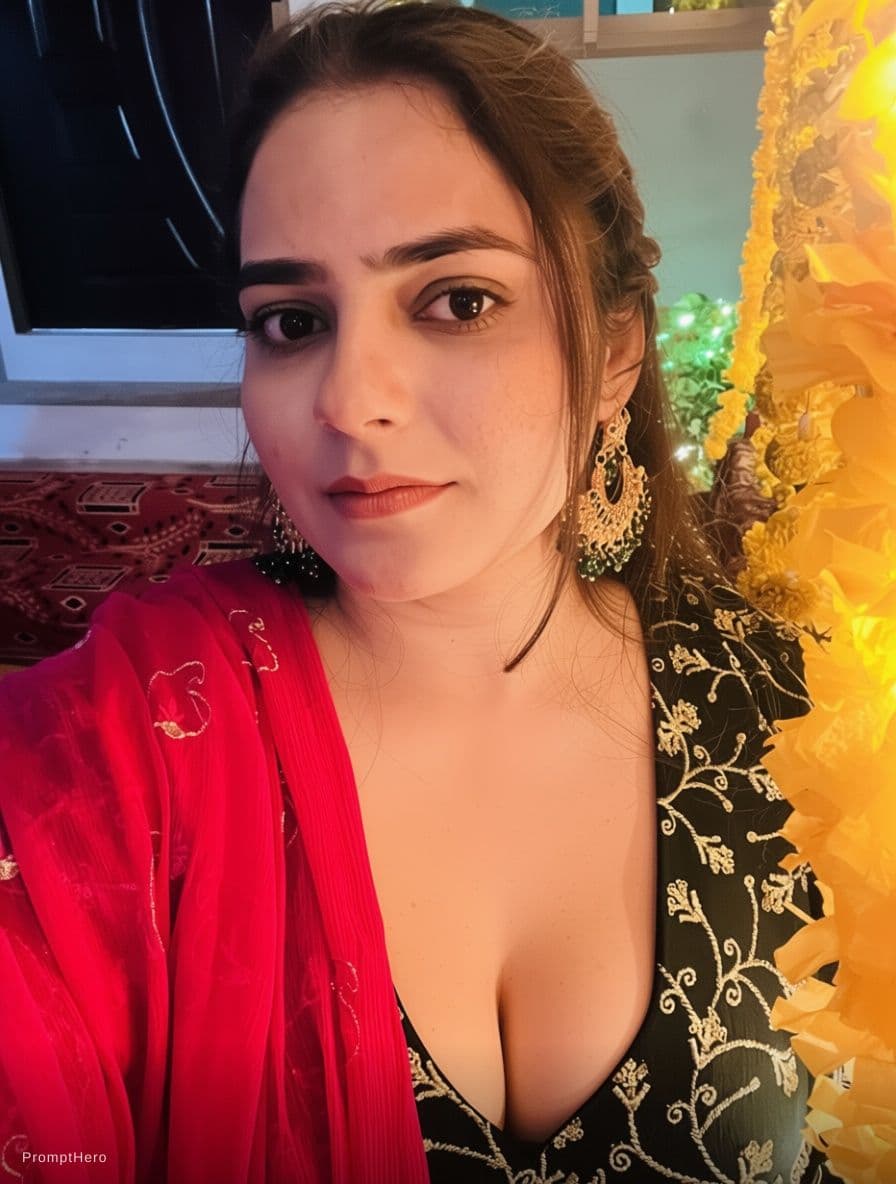 AI generated: Hot Indian lady with big deep cleavage showing nips